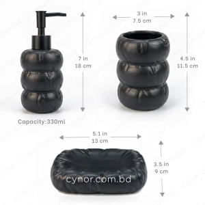 KC283-Sculptural Organic Gouged Design Ceramic 4-Piece Bathroom Accessory Set (4)