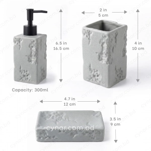 KC285-Rustic Stone Textured Ceramic 4-Piece Bathroom Accessory Set Plastic Pump (5)