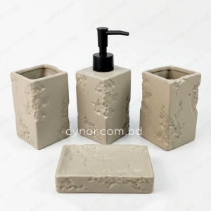KC285-Rustic Stone Textured Ceramic 4-Piece Bathroom Accessory Set Plastic Pump (8)