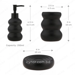 KC287-Stacked Bubble Ripple Design Ceramic 3-Piece Bathroom Accessory Set with Plastic Pump (5)