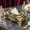 KC289-Black-Ornate Black Metal Tissue Box with Golden Rose Design and Accents (1)
