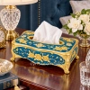 KC289-Blue-Ornate Royal Blue Metal Tissue Box with Golden Rose Design and Accents (1)