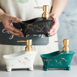 Luxury Design Ceramic Soup Dispenser with Soap Holder (1)