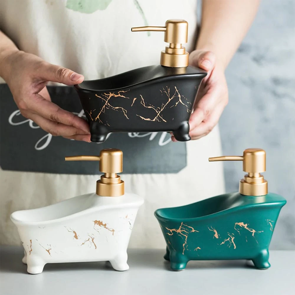 Luxury Design Ceramic Soup Dispenser with Soap Holder (1) Luxury Design Ceramic Soup Dispenser with Soap Holder (1)