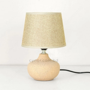 TL393-2-Ceramic Body Beige Stone Texture Compact Table Lamp with Textured Fiber Shade (2)