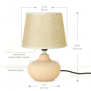 TL393-2-Ceramic Body Beige Stone Texture Compact Table Lamp with Textured Fiber Shade (3)