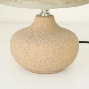 TL393-2-Ceramic Body Beige Stone Texture Compact Table Lamp with Textured Fiber Shade (5)