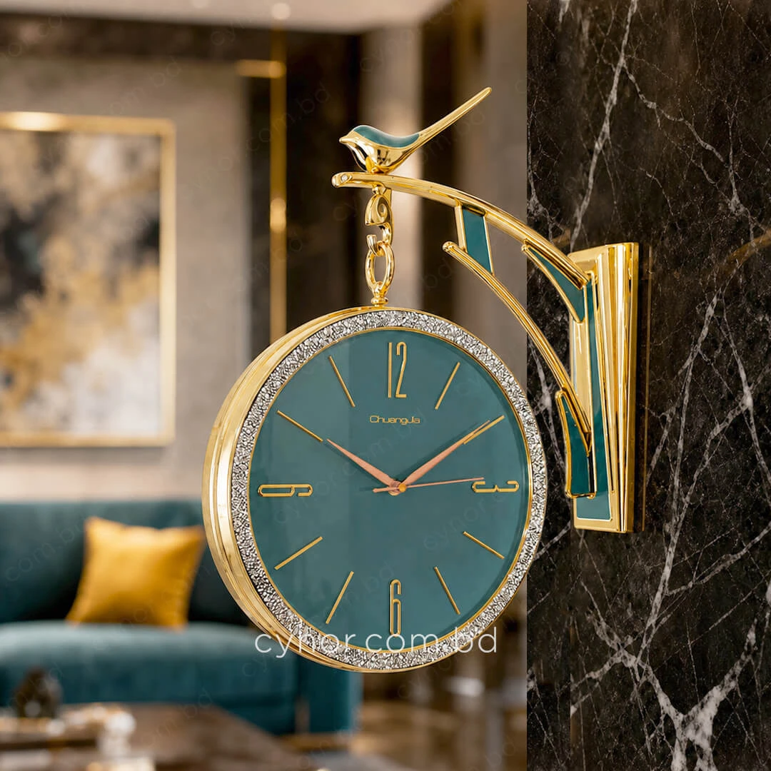 WC738-Teal-Double-Sided-Station-Wall-Clock-Golden-Body-and-Glitter-Finish-Teal-Dial-(01) WC738-Teal-Double-Sided-Station-Wall-Clock-Golden-Body-and-Glitter-Finish-Teal-Dial-(01)