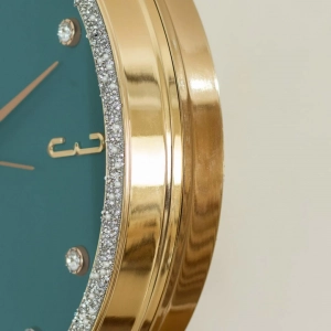 WC738-Teal-Double Sided Station Wall Clock Golden Body and Glitter Finish Teal Dial (6)
