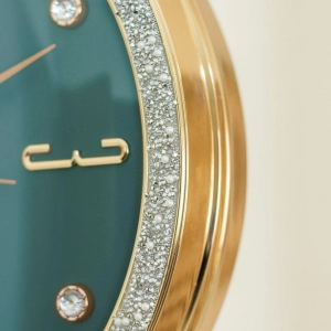 WC738-Teal-Double Sided Station Wall Clock Golden Body and Glitter Finish Teal Dial (7)
