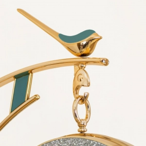 WC738-Teal-Double Sided Station Wall Clock Golden Body and Glitter Finish Teal Dial (8)