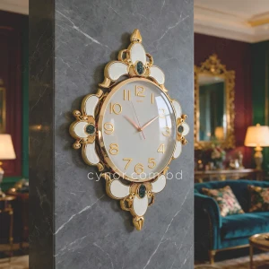 WC742-Ash-Ornamental-Wall-Clock-Ash-Dial-Fiber-Body-Golden-Green-Cream-Decorative-Finish-1