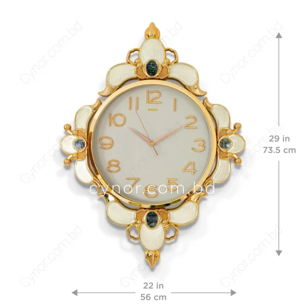 WC742-Ash-Ornamental-Wall-Clock-Ash-Dial-Fiber-Body-Golden-Green-Cream-Decorative-Finish-2