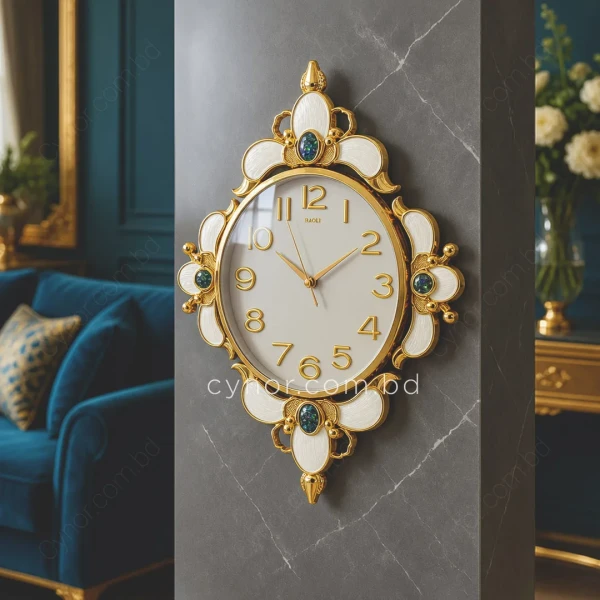 WC742-Ash-Ornamental-Wall-Clock-Ash-Dial-Fiber-Body-Golden-Green-Cream-Decorative-Finish-9