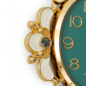 WC742-Teal-Ornamental Wall Clock Deep Teal Dial Fiber Body Golden White Decorative Finish (11)