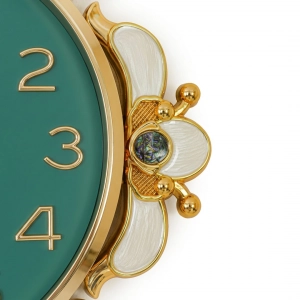 WC742-Teal-Ornamental Wall Clock Deep Teal Dial Fiber Body Golden White Decorative Finish (9)