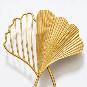 WC774-Golden-Green-and-Silver-Ginkgo-Leaf-Botanical-Design-Decorative-Metal-Wall-Clock-8