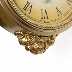WC775-Golden-Double Sided Station Wall Clock Golden Fiber Decorative Body and Floral Vintage Cream Dial (6)