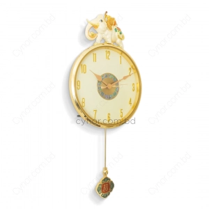 WC776-Luxury Golden Pendulum Wall Clock with Sculptural Elephant Motif and Iridescent Design Dial (4)