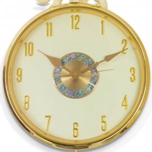 WC776-Luxury Golden Pendulum Wall Clock with Sculptural Elephant Motif and Iridescent Design Dial (5)