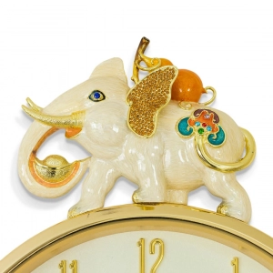 WC776-Luxury Golden Pendulum Wall Clock with Sculptural Elephant Motif and Iridescent Design Dial (8)