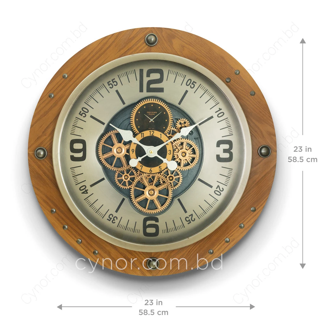 WC777-Luxury Industrial Wooden Wall Clock with Moving Mechanical Gears and Metal Rivet Accents (3) WC777-Luxury Industrial Wooden Wall Clock with Moving Mechanical Gears and Metal Rivet Accents (3)