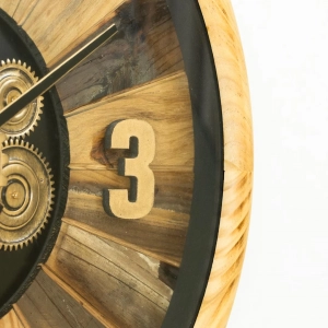 WC778-Luxury Sunburst Wood Wall Clock with Rotating Mechanical Gears and Glass Cover (7)