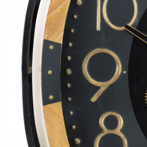 WC779-Grand European Horology-Inspired Wooden Wall Clock with Metal Frame and Rotating Mechanical Gears (5)