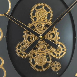 WC779-Grand European Horology-Inspired Wooden Wall Clock with Metal Frame and Rotating Mechanical Gears (6)