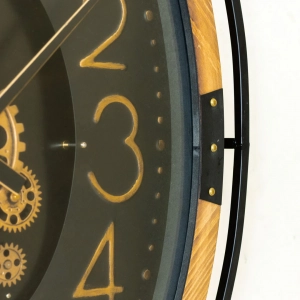 WC779-Grand European Horology-Inspired Wooden Wall Clock with Metal Frame and Rotating Mechanical Gears (7)