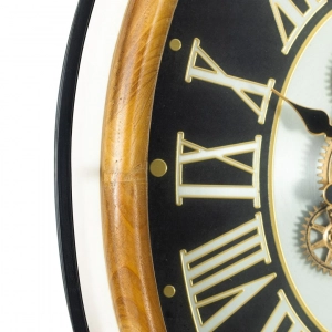 WC780-Grand European Horology Inspired Wooden Wall Clock with Metal Frame, Roman Numerals, and Rotating Gears (8)
