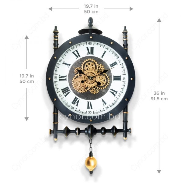 WC781-1-Grand-European-Vintage-Rotating-Gear-Wall-Clock-with-Ornate-Black-Metal-Frame-and-Roman-Numerals---(14)