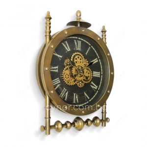 WC781-2-Grand Victorian Steampunk Rotating Gear Wall Clock with Antique Brass Frame and Roman Numerals (3)