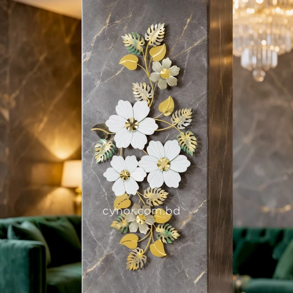 WR719-2-White-Floral-and-Golden,-Green,-Ash-Monstera-Leaf-Metal-SS-Wall-Decor -(11)