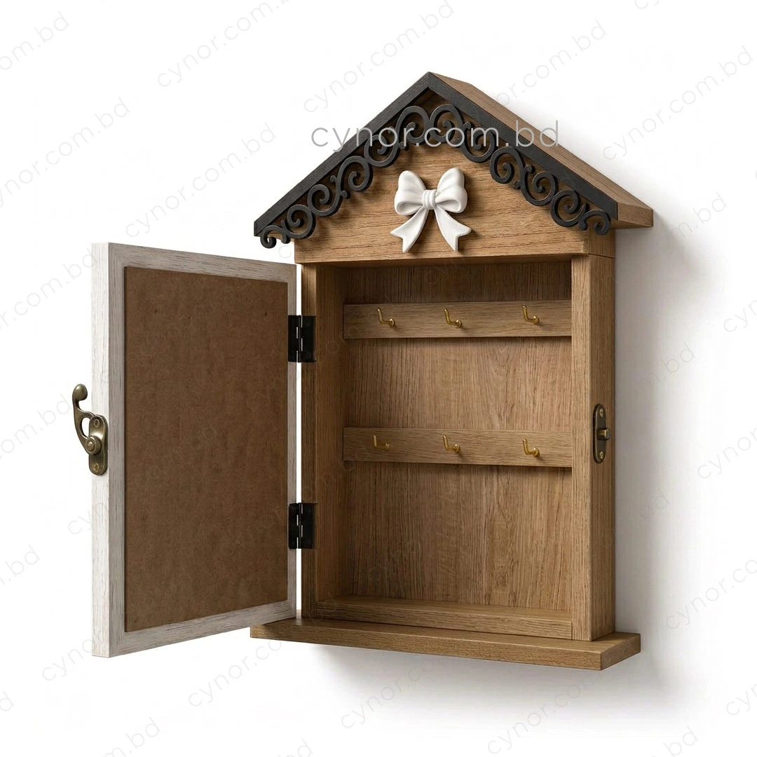 WR736-2-Wooden House Shaped Key Holder Bicycle Design with Bow and Plant (4) WR736-2-Wooden House Shaped Key Holder Bicycle Design with Bow and Plant (4)
