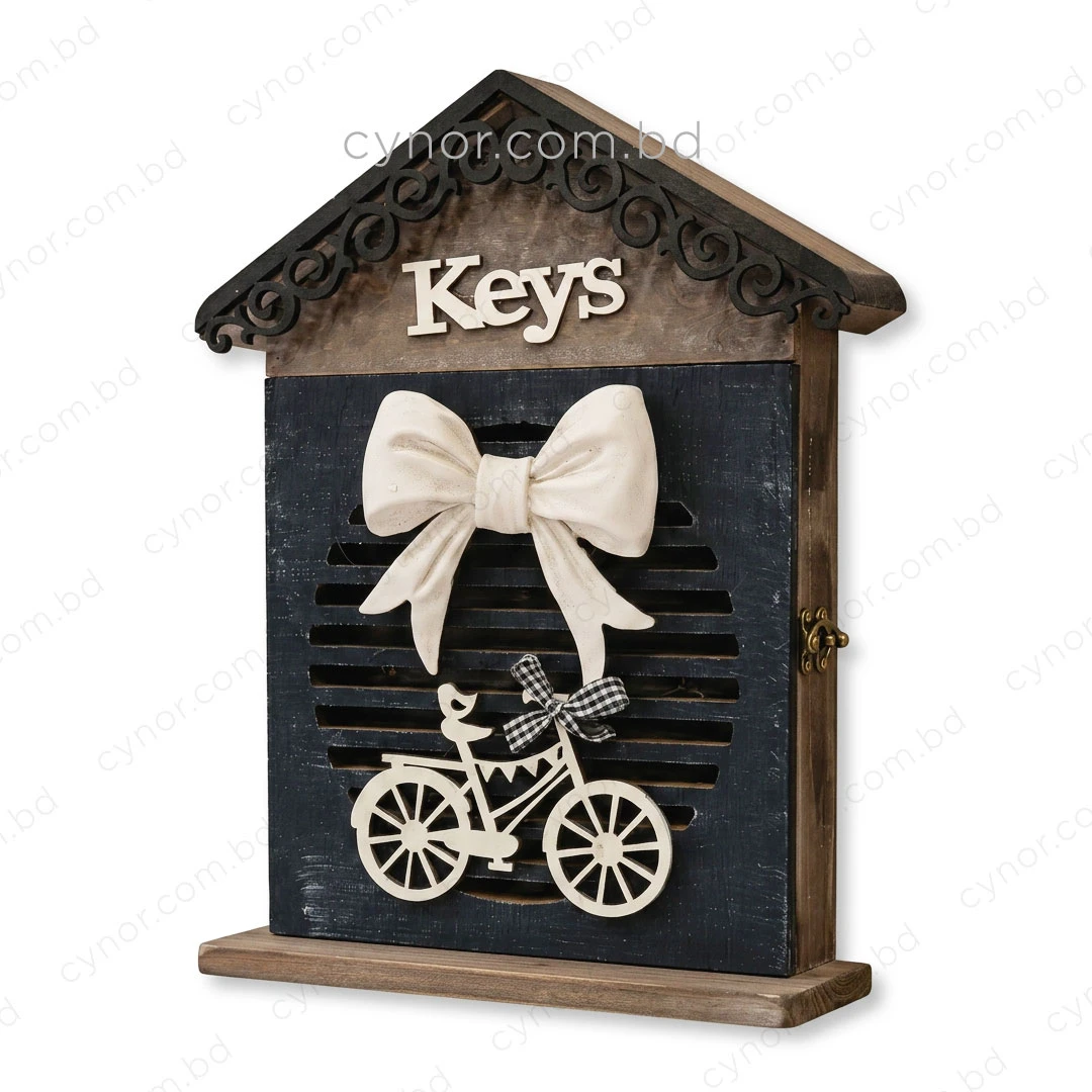 WR736-3-Wooden House-Shaped Key Holder Bicycle and Bow Design with Cutout Slots (2) WR736-3-Wooden House-Shaped Key Holder Bicycle and Bow Design with Cutout Slots (2)