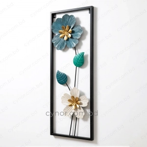 WR738-2-Compact Size Floral Metal Wall Decor with Teal, Green, and Golden Accents (3)