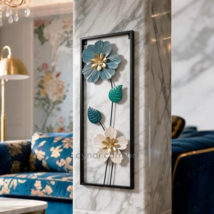WR738-2-Compact Size Floral Metal Wall Decor with Teal, Green, and Golden Accents (4)