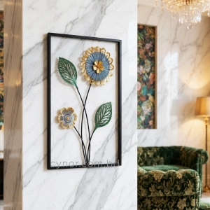 WR738-Compact Size Metal Wall Decor with Blue, Golden, and Green Aquatic Design (1)