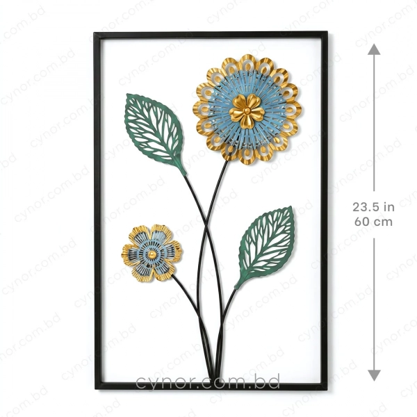 WR738-Compact Size Metal Wall Decor with Blue, Golden, and Green Aquatic Design (2)