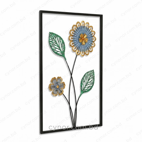 WR738-Compact Size Metal Wall Decor with Blue, Golden, and Green Aquatic Design (3)