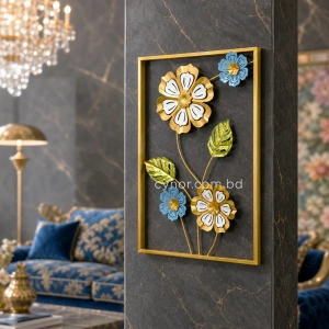 WR739-Compact Size Metal Wall Decor with White, Blue, Golden, and Green Aquatic Design (1)