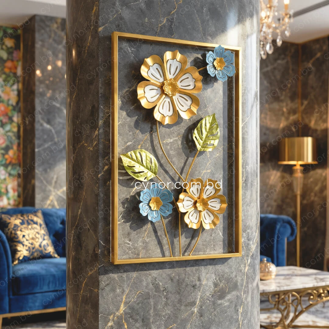 WR739-Compact Size Metal Wall Decor with White, Blue, Golden, and Green Aquatic Design (2) WR739-Compact Size Metal Wall Decor with White, Blue, Golden, and Green Aquatic Design (2)