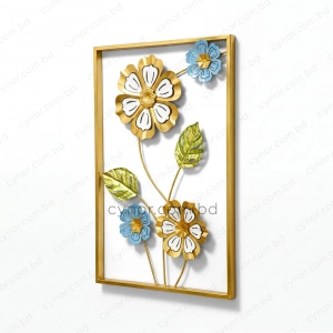 WR739-Compact Size Metal Wall Decor with White, Blue, Golden, and Green Aquatic Design (3)