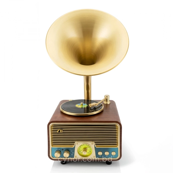 HD279-2-Luxury Antique Gramophone Style Rechargeable Bluetooth Speaker and Radio with Spinning Disk (6)