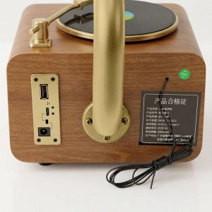 HD279-2-Luxury Antique Gramophone Style Rechargeable Bluetooth Speaker and Radio with Spinning Disk (9)