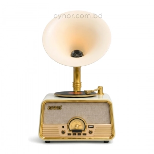HD279-3-Luxury Vintage Style Gramophone Rechargeable Bluetooth Speaker and Radio with Spinning Disk (3)