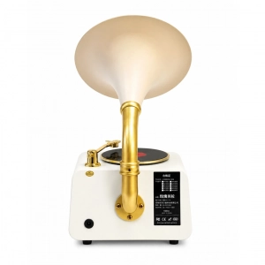 HD279-3-Luxury Vintage Style Gramophone Rechargeable Bluetooth Speaker and Radio with Spinning Disk (4)