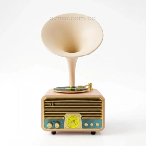 HD279-4-Luxury Vintage Style Gramophone Rechargeable Bluetooth Speaker and FM Radio with Spinning Disk (3)