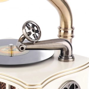 HD280-1-Luxury Antique Style Gramophone Bluetooth Speaker and FM Radio with Spinning Record (10)